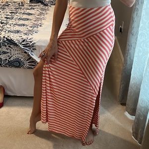 Charlotte Russe maxi skirt orange & white stripe
